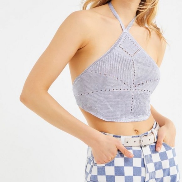 Urban Outfitters Tops - NWT UO DIAMOND HALTER TIE-BACK CROPPED TOP